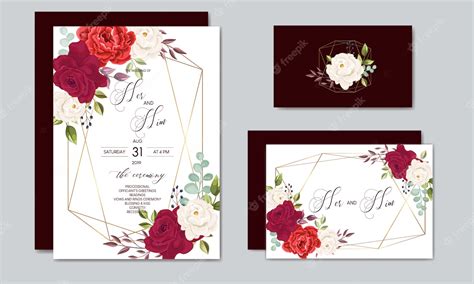 Premium Vector Beautiful Wedding Invitation Card Template With Floral