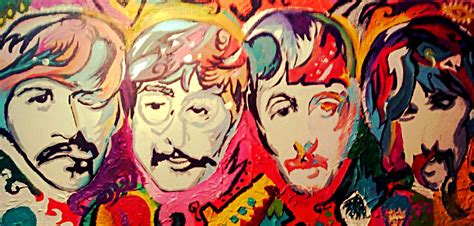Psychedelic Beatles Acrylic Painting Acrylic In Cover Art