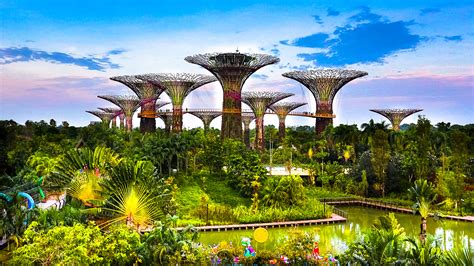 Картинки Сингапур Gardens By The Bay Природа Сады Пруд 1920x1080