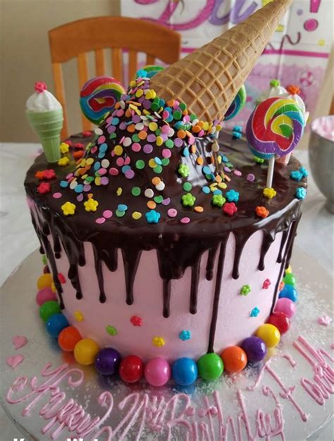 Ice Cream Cone Drip Cake Candy Birthday Cakes Sprinkles Birthday Cake Cool Birthday Cakes