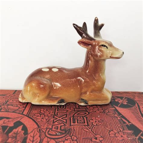 Vintage Ceramic Porcelain Deer Figurine Collectible Fawn With White