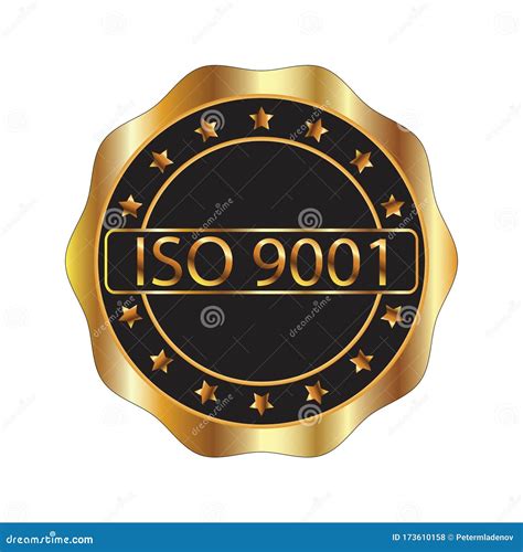 Iso 9001 Golden Certified Icon Certification Stamp Stock Vector