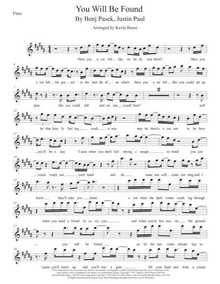 You Will Be Found Original Key Flute By Digital Sheet Music For