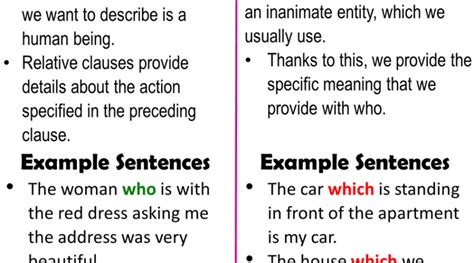 Relative clauses are sometimes called adjective clauses and follow the noun which they describe. Using Relative Clauses and Example Sentences - English ...
