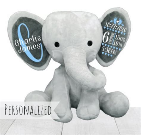 Personalized Elephant Stuffed Animal Baby T Custom Etsy