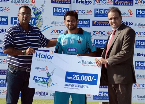 Awais Zia Poses With His Man Of The Match Cheque