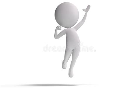 Happy 3d Human Wins And Jumps In The Air Stock Illustration