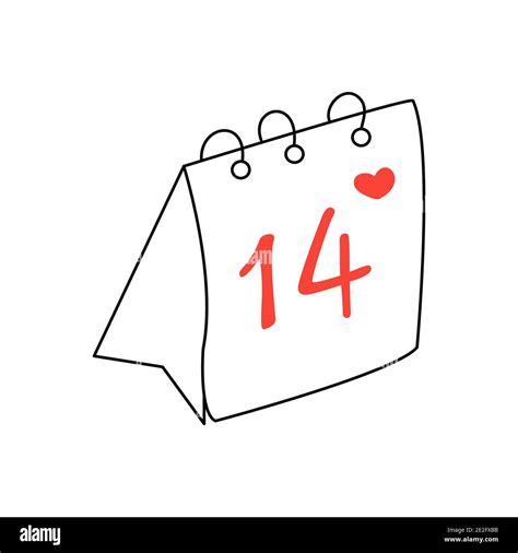 Tear Off Calendar With The Date Of February 14 And A Red Heart Vector