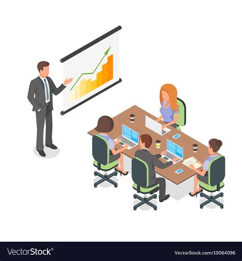 Isometric 3d Business Presentation Or Meeting Vector Image