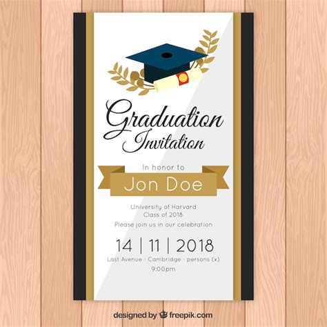Elegant Graduation Invitation Template With Golden Style Vector Free
