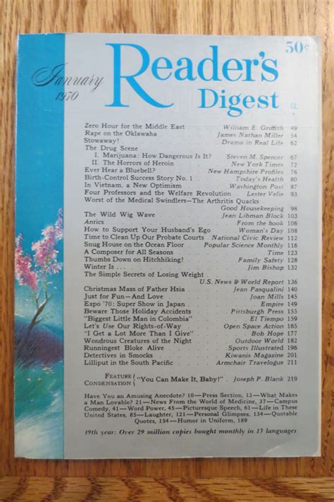 Readers Digest Magazine January 1970 1900 Magazine Periodical