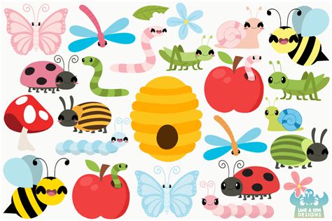 Cute Bugs Clipart Instant Download Vector Art Commercial
