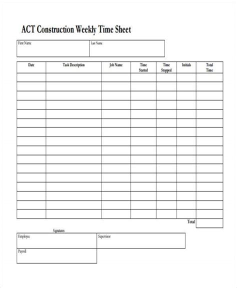 Construction Weekly Time Sheet How To Create A Construction Weekly