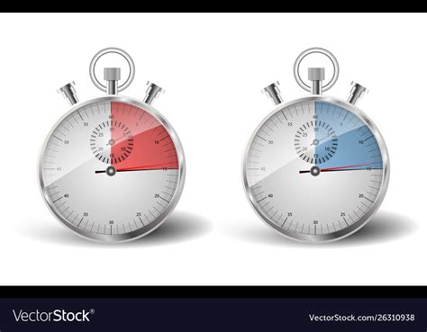 Two Stopwatches The Measured Time Is Fifteen Vector Image