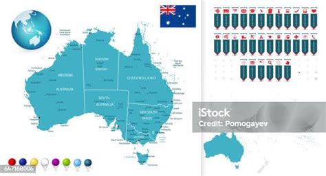 Peta Australia Dengan Penunjuk Peta Navigasi Ilustrasi Stok Unduh