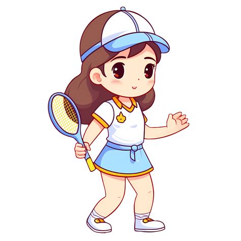 Cute Girl Playing Tennis Clipart Illustration Ai Generative 27674052 Png