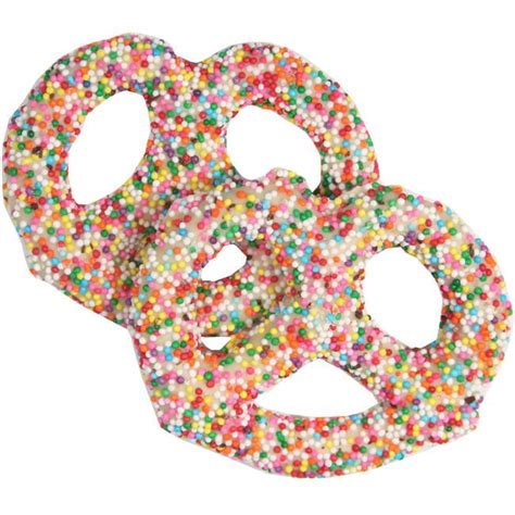 White Chocolate Covered Pretzels With Rainbow Sprinkles Yogurt Covered