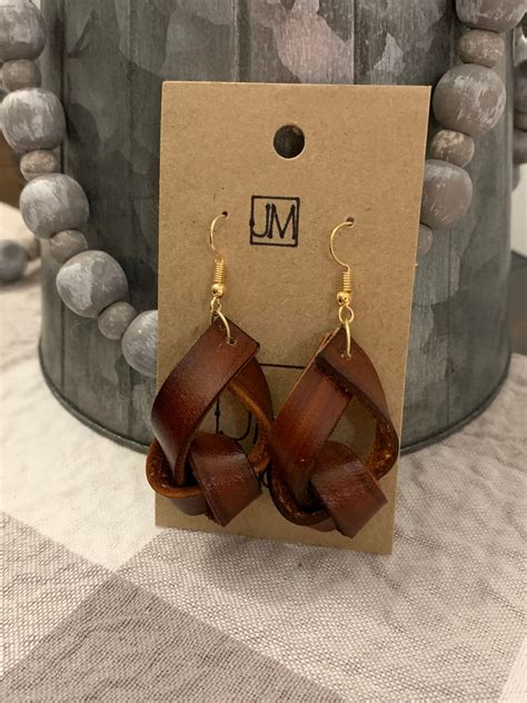 Leather Knot Earrings Handmade Genuine Leather Knot Etsy