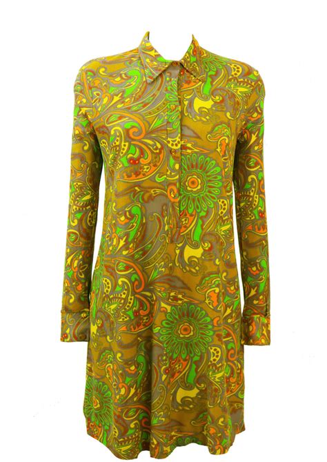 vintage 60 s psychedelic abstract floral print dress m reign vintage