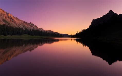 Photography Nature Landscape Water Lake Sunset Trees Mountain
