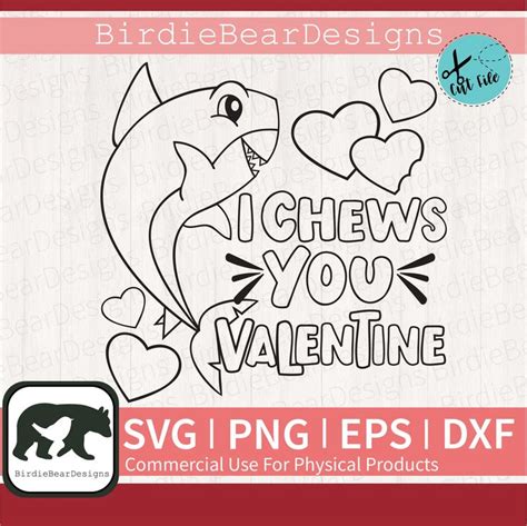 Shark Valentine SVG I Chews You Svg Valentines Coloring | Etsy in 2022