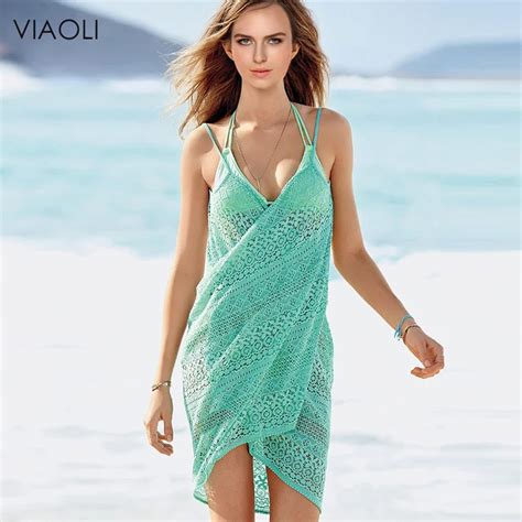 Viaoli New Women Beach Dress Sexy Sling Beach Wear Dress Sarong Bikini