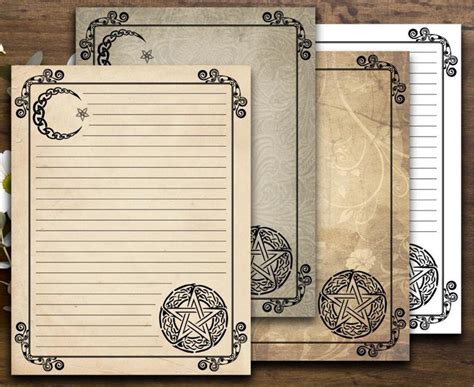 blank book of shadows printable pages set grimoire pages etsy