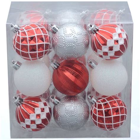 Holiday Time 18-Pack Red/Silver/White Ornaments - Walmart.com - Walmart.com