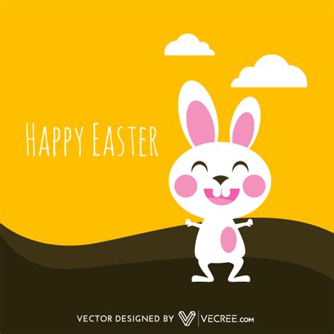 Happy Easter Background With Cartoon Bunny Vector Free