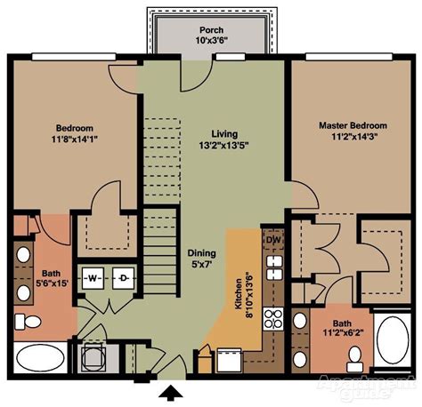 B1 L 2 Bedroom 2 Bathroom Small House Floor Plans 2 Bedroom House