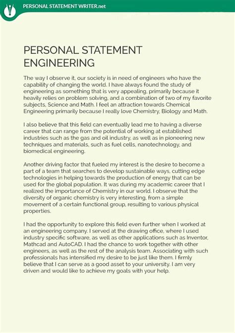 engineering personal statement sample     achieve
