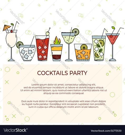 Template For Cocktail Party Invitation Or Bar Vector Image