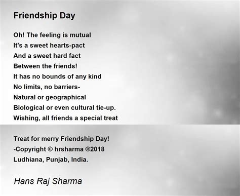 Friendship Day Poem By Hans Raj Sharma Poem Hunter