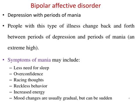 There are two main types of bipolar disorders. PPT - Advanced Pharmacology-I (PHR5001) Lecture 6 ...