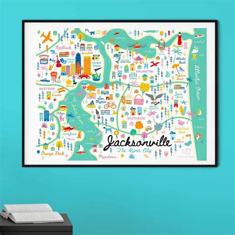 Jacksonville Area Map Art Print In 2021 Map Art Print Map Art Art