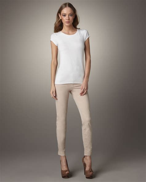 Lyst J Brand 811 Mid Rise Skinny Twill Jeans Nude In Natural