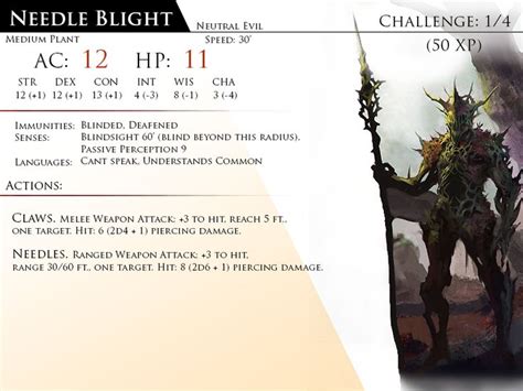 Blight Needle By Almega 3 Monster Cards Dungeons And Dragons