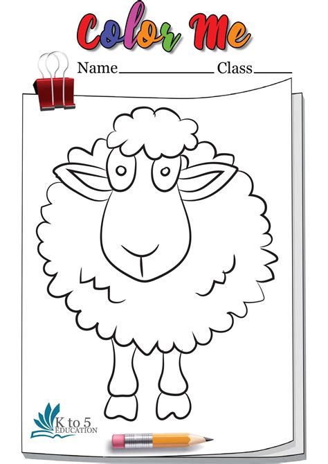 Sheep Staring At You Coloring Page Worksheet