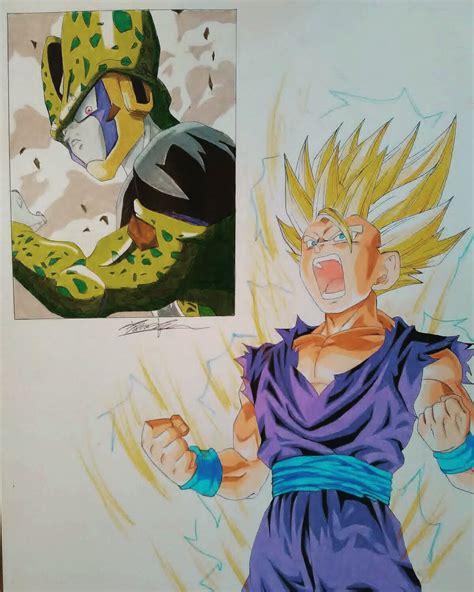 Dragon Ball Drawing With Color - Prismacolor colored pencil drawing of Gohan SSJ2 #gohan #ssj3 #dbz #