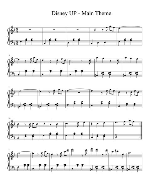 Disney Up Main Theme Sheet Music For Piano Download Free In Pdf