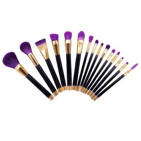 Vanderlife 15pcs Professional Purple Makeup Brushes Soft Cosmetic Eye