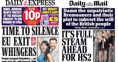 Daily Mail And Express Brexit Front Pages Call For Unpatriotic