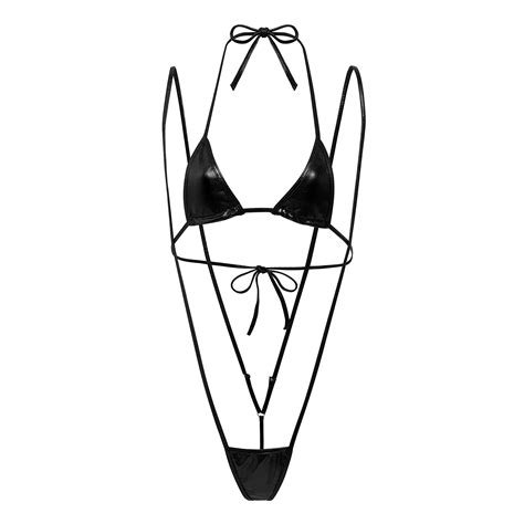 Buy Womens Brazilian Halter Micro G String Thong Mini Bikini Set Tie Side Bottom Push Up