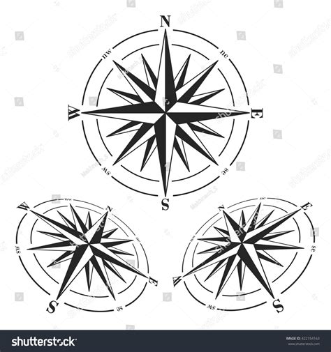 Compass Roses Set Isolated On White Stock Vector Royalty Free