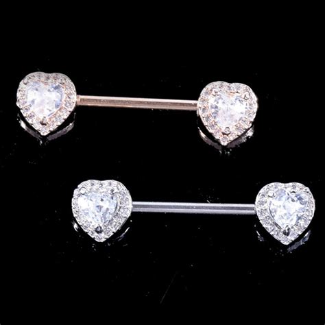 Women Surgical Symmetrical Diamond Nipple Ring Piercing Je Body Bar