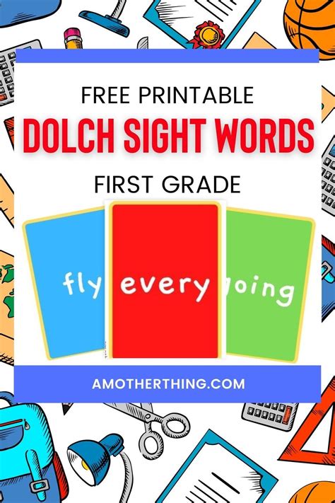 Free Printable Dolch Sight Words Flash Cards