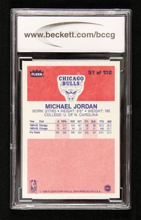 This website is dedicated to all of the michael jordan fans and collectors from around the world! Lot Detail - 1986-87 Michael Jordan Chicago Bulls Fleer #57 Rookie Card Graded BCCG 10 Mint or ...