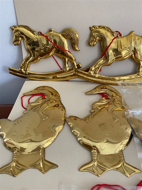 Vintage Brass Christmas Ornaments Goose Bear Rocking Horse Cat Etsy Uk