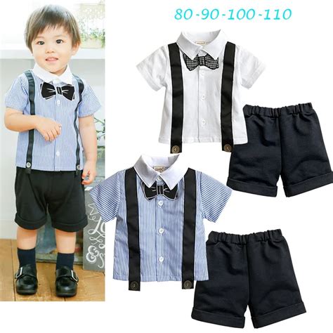 Baby Boys Clothes Kids Summer Striped Short Sleeves Gentleman Formal