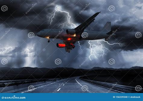Airplane Flies In Bad Weather And Storm Stock Photo Image Of Aircraft